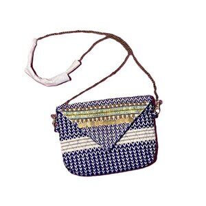 Jean-Loius Scherrer Crossbody Bag, Beaded, Casual Bling Boho Knit Handbag